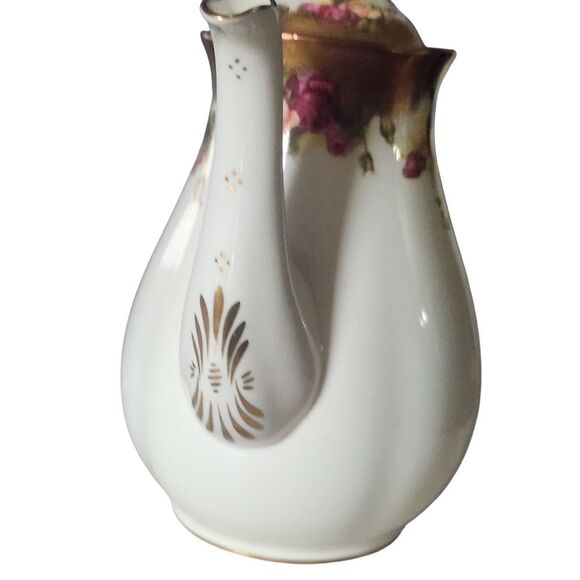 Royal Chelsea Golden Rose China Footed Coffee Pot Small England Nice - Picture 6 of 13